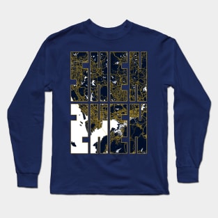 Shenzhen, China City Map Typography - Gold Art Deco Long Sleeve T-Shirt